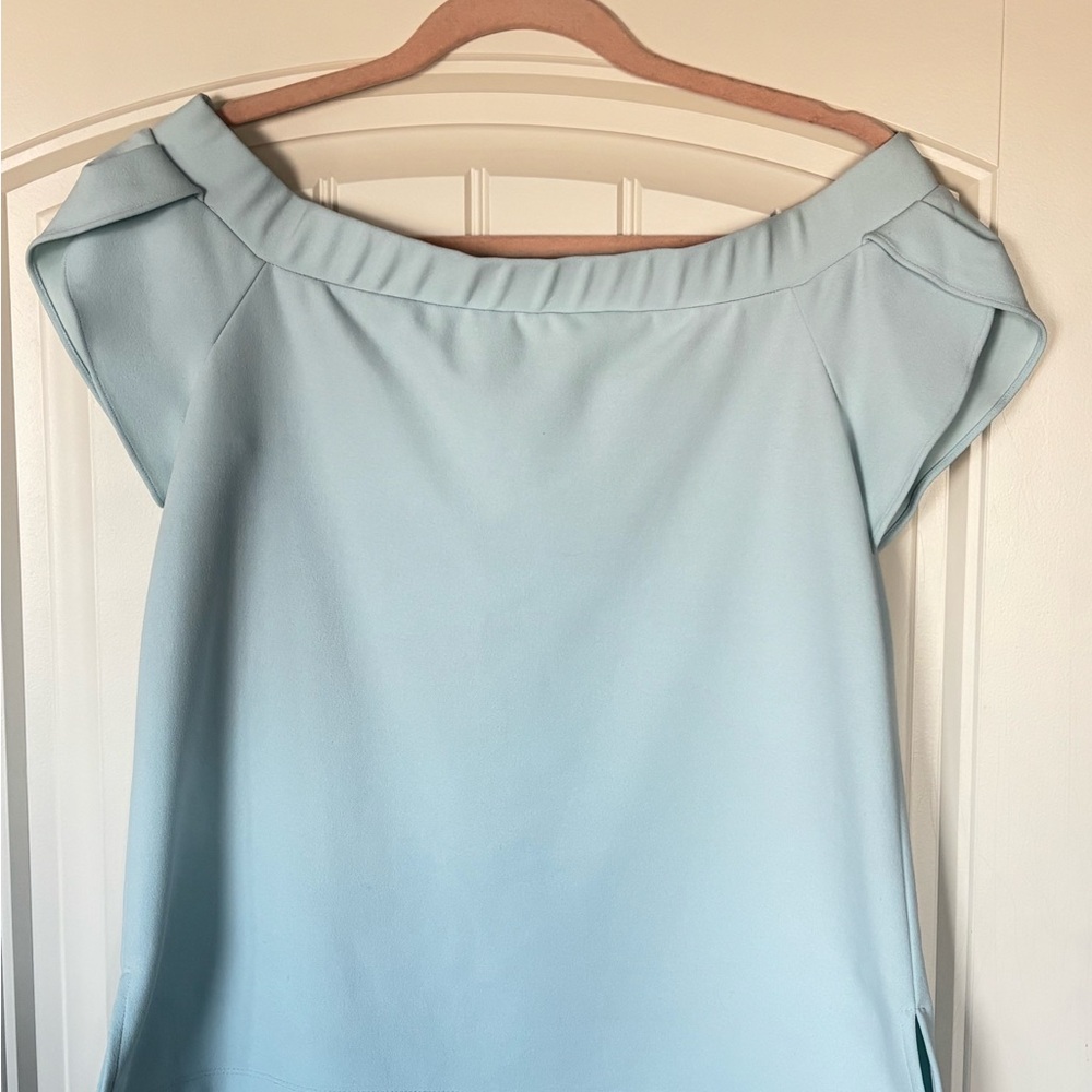 Donna Morgan Sky Blue Off the Shoulder Top